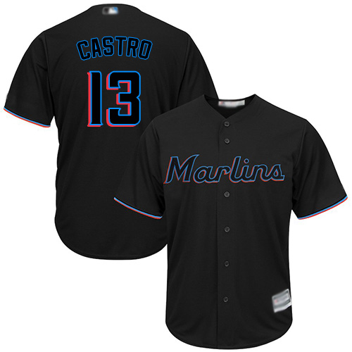 Miami Marlins #13 Starlin Castro Black Cool Base Stitched Youth Jersey Youth