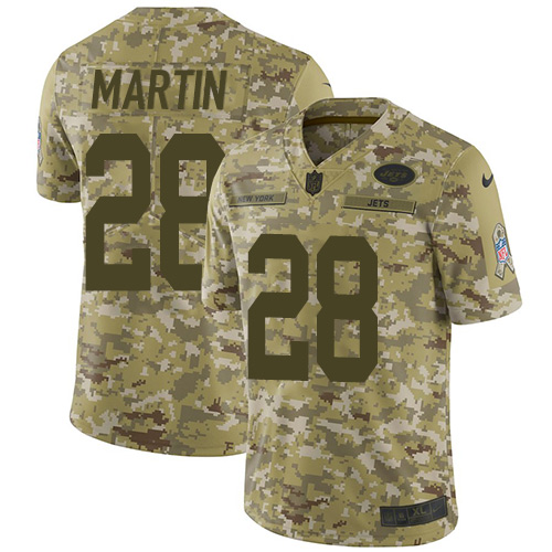 Jets #28 Curtis Martin Camo Men's Stitched Limited 2018 Salute To Service Jersey