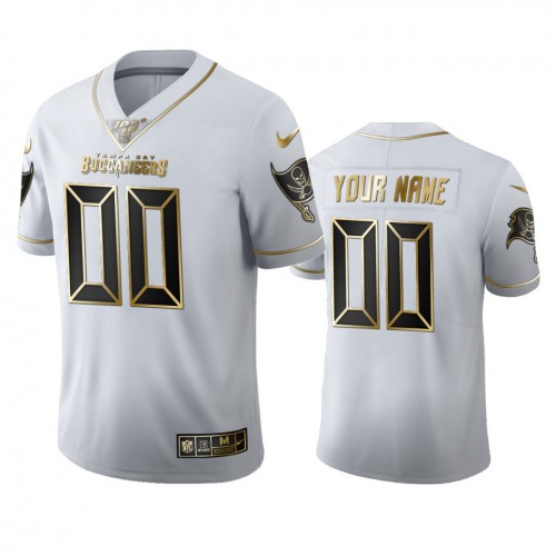 Tampa Bay Buccaneers Custom Men's White Golden Edition Vapor Limited 100 Jersey