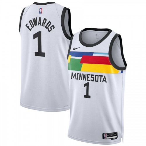 Minnesota Minnesota Timberwolves #1 Anthony Edwards White 2022-23 Swingman Jersey - City Edition Mens