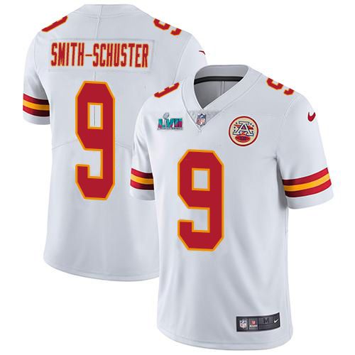 Chiefs #9 JuJu Smith-Schuster White Super Bowl LVII Patch Men's Stitched Vapor Untouchable Limited Jersey