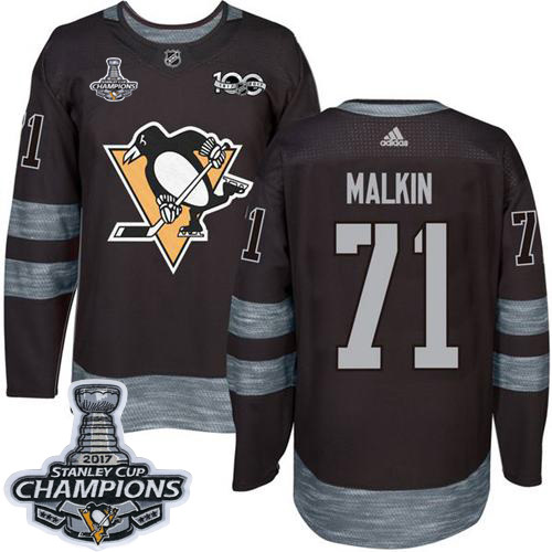 Adidas Pittsburgh Penguins #71 Evgeni Malkin Black 1917-2017 100th Anniversary Stanley Cup Finals Champions Stitched Jersey Men's