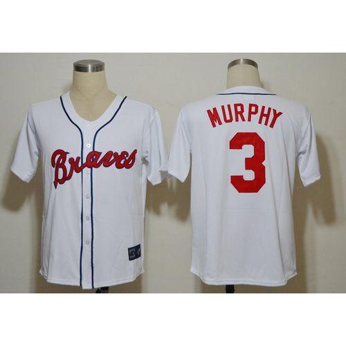 Mitchell And Ness Atlanta Braves #3 Dale Murphy White Stitched Throwback Jersey Men's