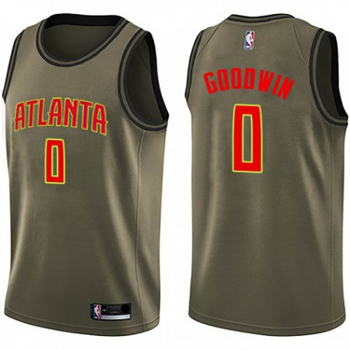 Atlanta Hawks #0 Brandon Goodwin Green Swingman Salute to Service Jersey Mens