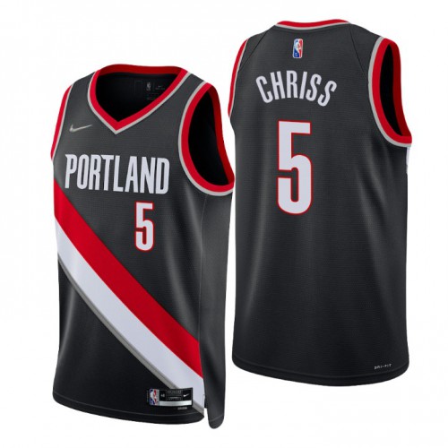 Portland Trail Blazers #5 Marquese Chriss Black Mens 2021-22 75th Anniversary Diamond Swingman Jersey - Icon Edition Mens