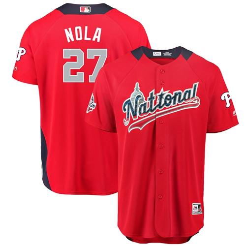 Philadelphia Phillies #27 Aaron Nola Red 2018 All-Star National League Stitched Jersey Men's