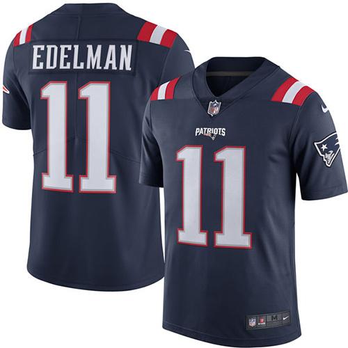 Patriots #11 Julian Edelman Navy Blue Youth Stitched Limited Rush Jersey