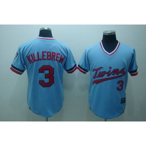 Mitchelland Ness Minnesota Twins #3 Harmon Killebrew Stitched Light Blue Throwback Jersey Men's