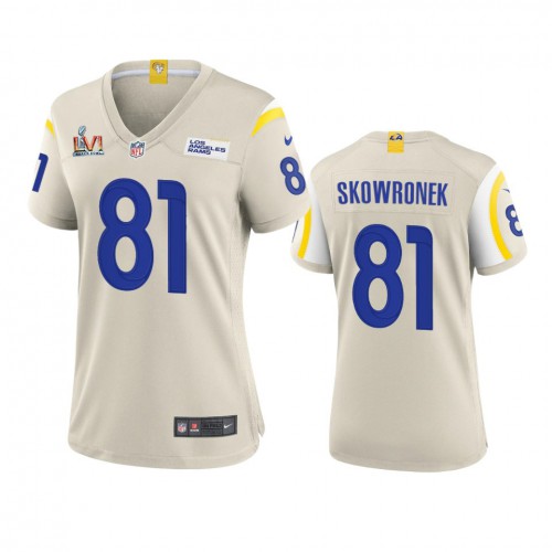 Los Angeles Los Angeles Rams #81 Ben Skowronek Women's Super Bowl LVI Patch Game Jersey - Bone Womens