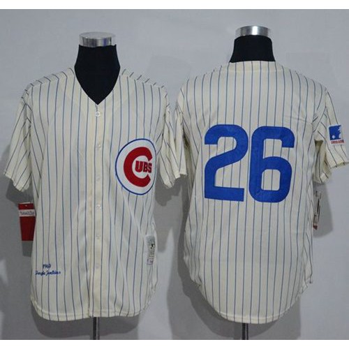 Mitchell And Ness 1969 Chicago Cubs #26 Billy Williams Cream Strip Throwback Stitched Jersey Men's