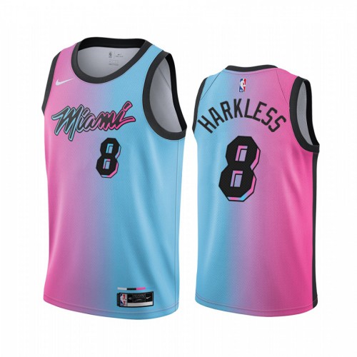 Miami Heat #8 Maurice Harkless Blue Pink Womens Swingman 2020-21 City Edition Jersey Womens