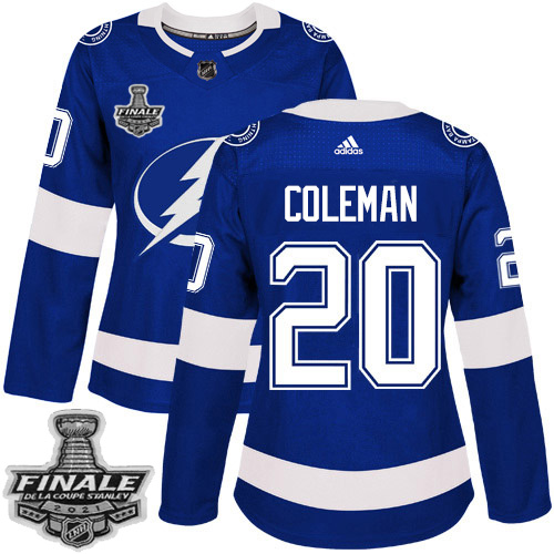 Adidas Tampa Bay Lightning #20 Blake Coleman Blue Home Authentic Women's 2021 Stanley Cup Final Patch Jersey Womens