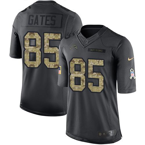 Los Angeles Chargers #85 Antonio Gates Black Men's Stitched Limited 2016 Salute to Service Jersey Men's
