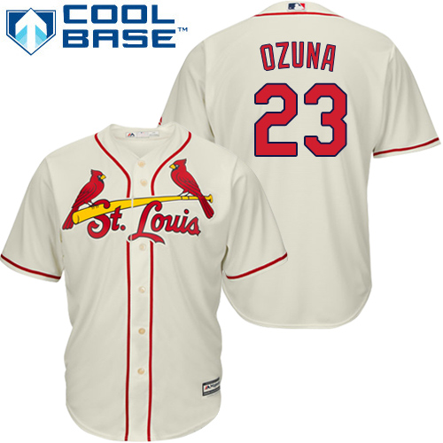 St.Louis Cardinals #23 Marcell Ozuna Cream Cool Base Stitched Youth Jersey Youth