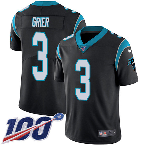 Carolina Panthers #3 Will Grier Black Team Color Men's Stitched 100th Season Vapor Untouchable Limited Jersey Men's