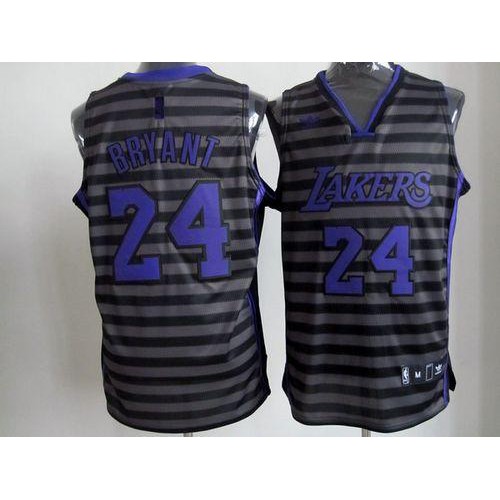 Los Angeles Lakers #24 Kobe Bryant Black/Grey Groove Stitched Jersey Mens