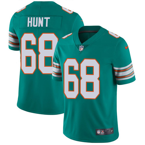 Miami Dolphins #68 Robert Hunt Aqua Green Alternate Youth Stitched Vapor Untouchable Limited Jersey Youth