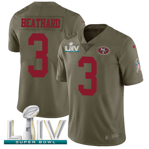 San Francisco 49ers #3 C.J. Beathard Olive Super Bowl LIV 2020 Men's Stitched Limited 2017 Salute To Service Jersey Men's