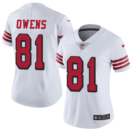 San Francisco 49ers #81 Terrell Owens White Rush Women's Stitched Vapor Untouchable Limited Jersey Womens