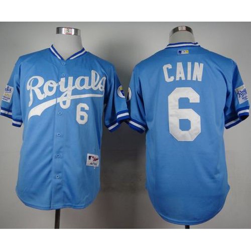 Kansas City Royals #6 Lorenzo Cain Light Blue 1985 Turn Back The Clock Stitched Jersey Men's