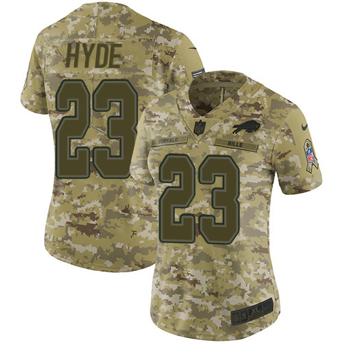 Buffalo Bills #23 Micah Hyde Camo Women's Stitched Limited 2018 Salute to Service Jersey Womens