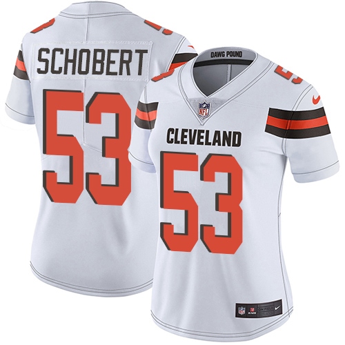Cleveland Browns #53 Joe Schobert White Women's Stitched Vapor Untouchable Limited Jersey Womens