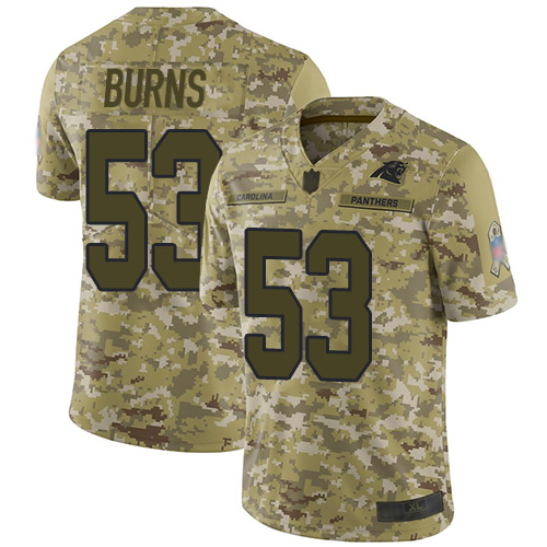 Panthers #53 Brian Burns Camo Men's Stitched Limited 2018 Salute To Service Jersey