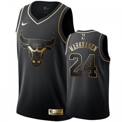 Chicago Bulls #24 Lauri Markkanen Mens Black Golden Edition Swingman Jersey Mens