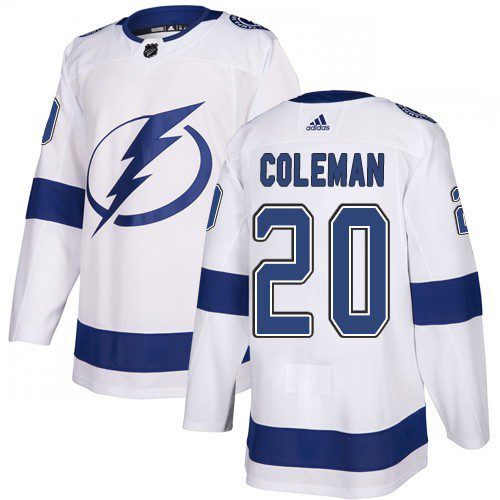 Adidas Tampa Bay Lightning #20 Blake Coleman White Road Authentic Stitched Jersey Men's