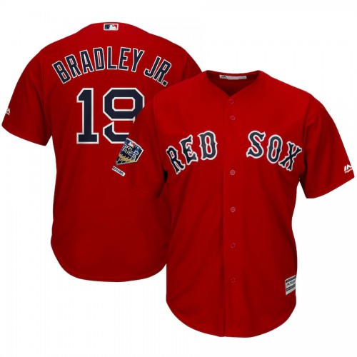Boston Boston Red Sox #19 Jackie Bradley Jr. Majestic 2018 World Series Champions Alternate Cool Base Player Jersey Scarlet Men's