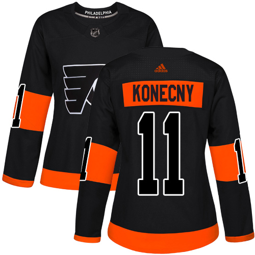 Adidas Philadelphia Flyers #11 Travis Konecny Black Alternate Authentic Women's Stitched Jersey Womens