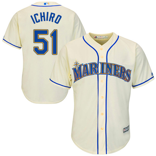 Seattle Mariners #51 Ichiro Suzuki Cream Cool Base Stitched Youth Jersey Youth