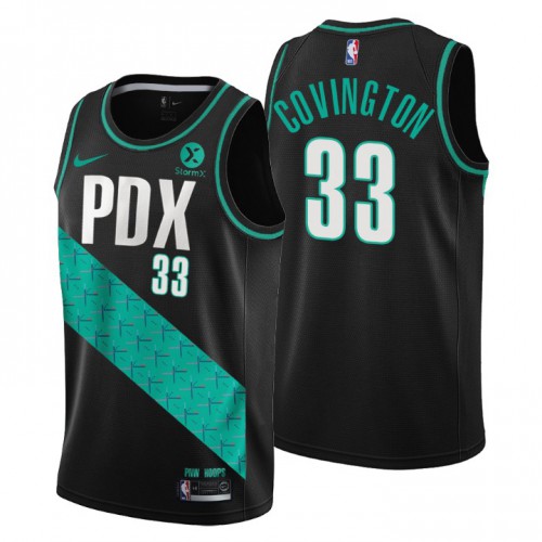 Portland Trail Blazers #33 Robert Covington Mens 2022-23 City Edition Jersey - Cherry Blossom Black Mens