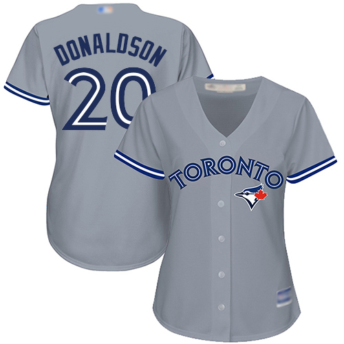 Toronto Blue Jays #20 Josh Donaldson Grey Road Women's Stitched Jersey Womens