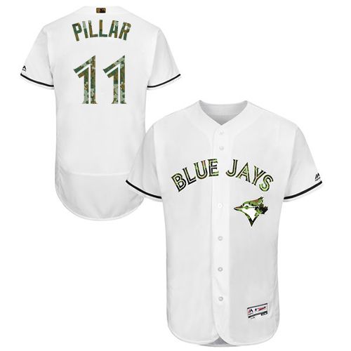 Toronto Blue Jays #11 Kevin Pillar White Flexbase Authentic Collection Memorial Day Stitched Jersey Men's