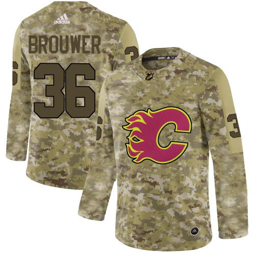 Adidas Calgary Flames #36 Troy Brouwer Camo Authentic Stitched Jersey Men's