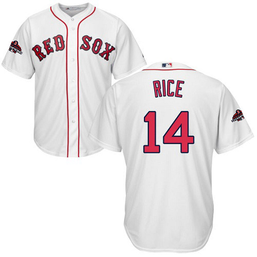 Boston Red Sox #14 Jim Rice White Cool Base 2018 World Series Champions Stitched Youth Jersey Youth