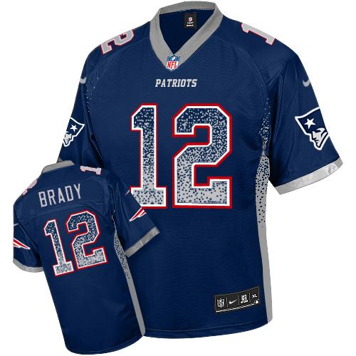 Patriots #12 Tom Brady Navy Blue Team Color Youth Stitched Elite Drift Fashion Jersey
