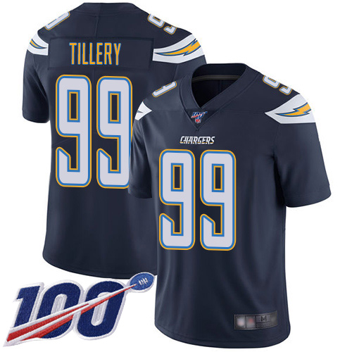 Los Angeles Chargers #99 Jerry Tillery Navy Blue Team Color Men's Stitched 100th Season Vapor Limited Jersey Men's