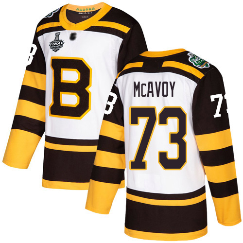 Adidas Boston Bruins #73 Charlie McAvoy White Authentic 2019 Winter Classic Stanley Cup Final Bound Stitched Jersey Men's