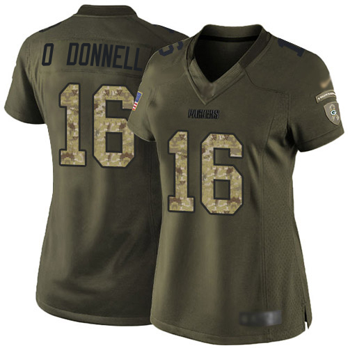 Packers #16 Pat O'Donnell Green Women's Stitched Limited 2015 Salute To Service Jersey