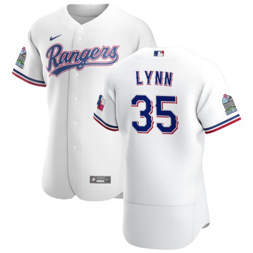 Texas Texas Rangers #35 Lance Lynn Men's White Home 2020 Authentic Patch Player Jersey Men's