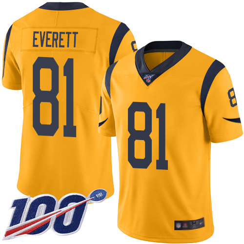 Los Angeles Rams #81 Gerald Everett Gold Men's Stitched Limited Rush 100th Season Jersey Men's