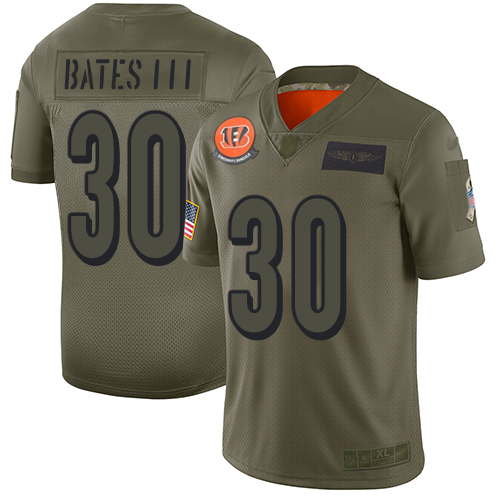 Bengals #30 Jessie Bates III Camo Men's Stitched Limited 2019 Salute To Service Jersey