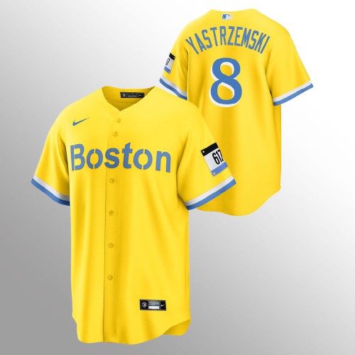 Boston Boston Red Sox #8 Carl Yastrzemski Men's 2021 City Connect Gold Fans Version Jersey Men's