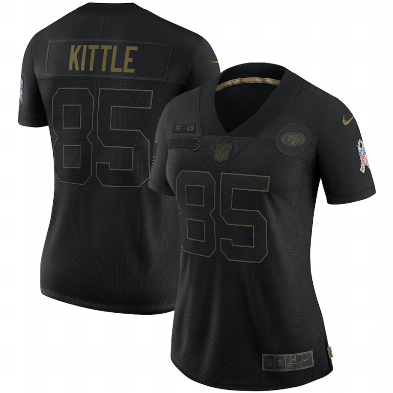 San Francisco 49ers #85 George Kittle Women's 2020 Salute To Service Limited Jersey Black