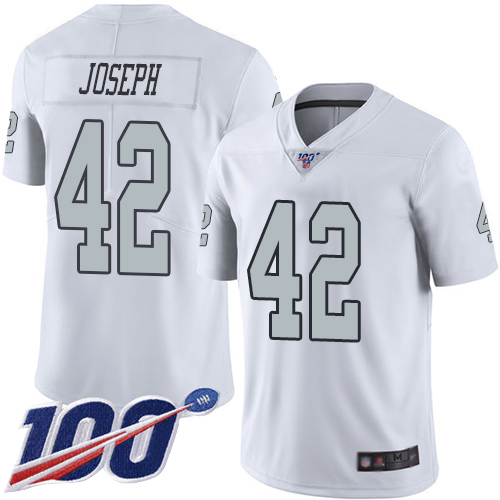 Las Vegas Raiders #42 Karl Joseph White Men's Stitched Limited Rush 100th Season Jersey Men's