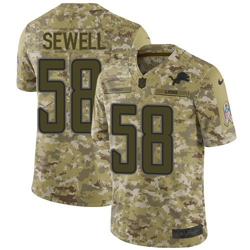 Detroit Detroit Lions #58 Penei Sewell Camo Men's Stitched Limited 2018 Salute To Service Jersey Men's