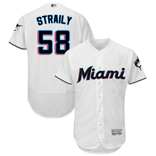 Miami Marlins #58 Dan Straily White Flexbase Authentic Collection Stitched Jersey Men's