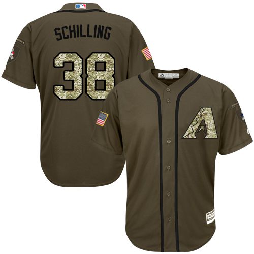 Arizona Diamondbacks #38 Curt Schilling Green Salute to Service Stitched Youth Jersey Youth